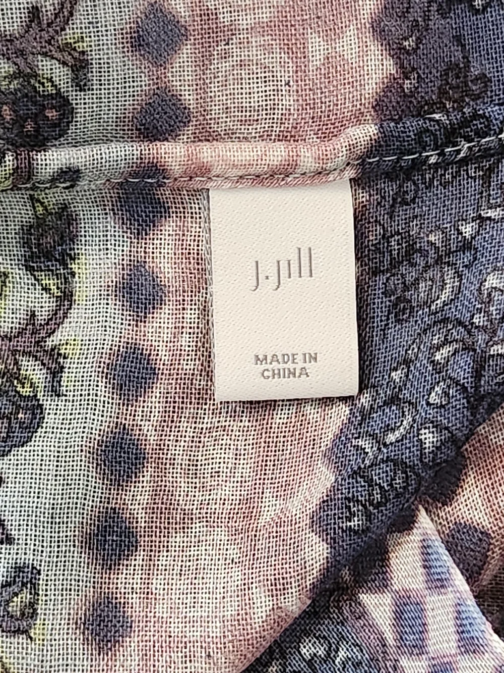 J. Jill Purple Blue and Green Floral Print Infinity Scarf 20.5 x 33